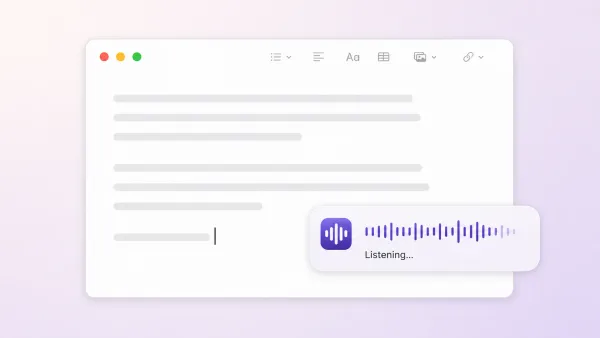 Murmur transcribing speech directly into a text field on macOS.